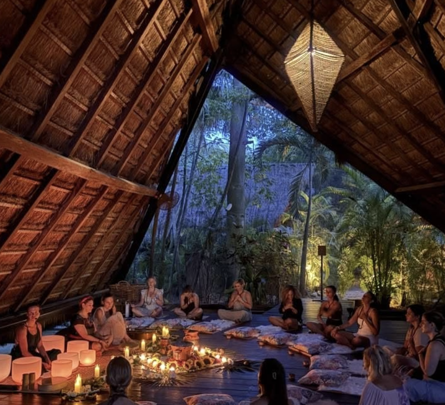 Evening ceremony at a women's retreat